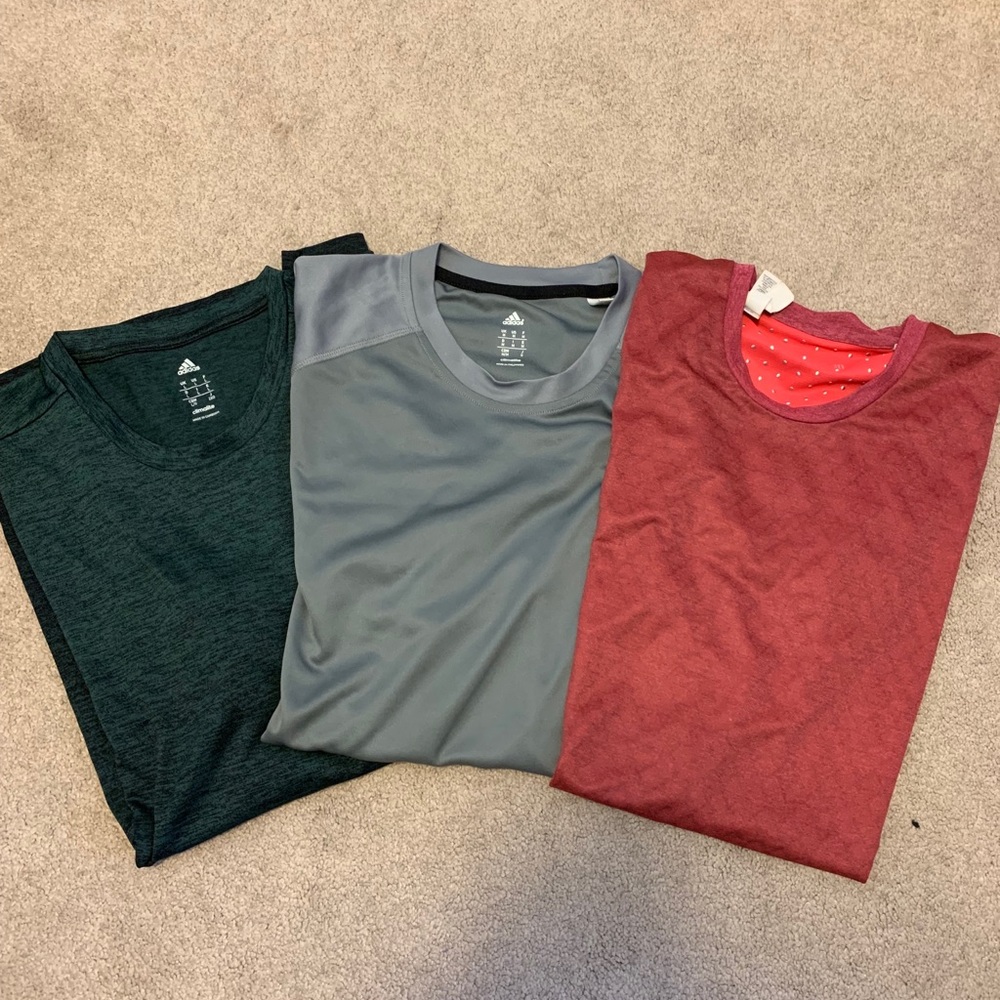 3 adidas workout shirts